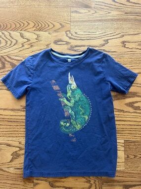 Tea Collection Blue Short-Sleeve Tee with Green Chameleon Print